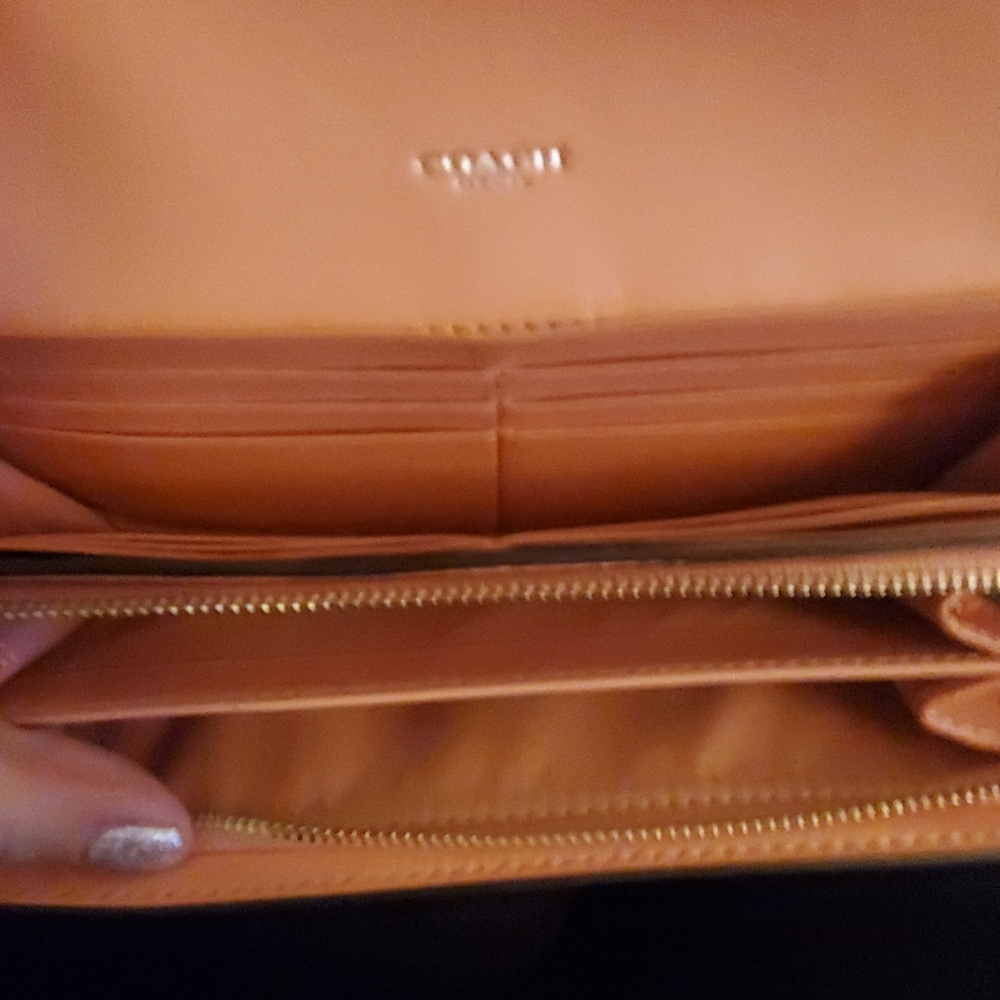 Coach Pink and Beige Signature Flap Wallet - Picture 2 of 3